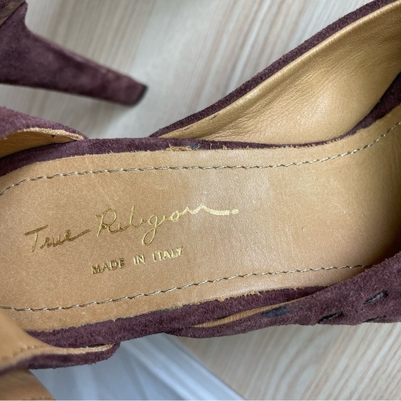 True Religion Embroidered Suede Platform Heels - Picture 7 of 7